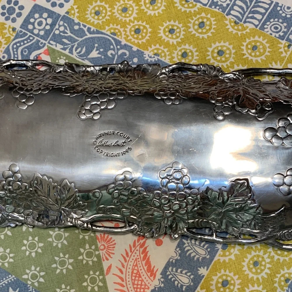Vintage Arthur Court 1995 Silver Rectangular Grape Motif Tray - Picture 11 of 14